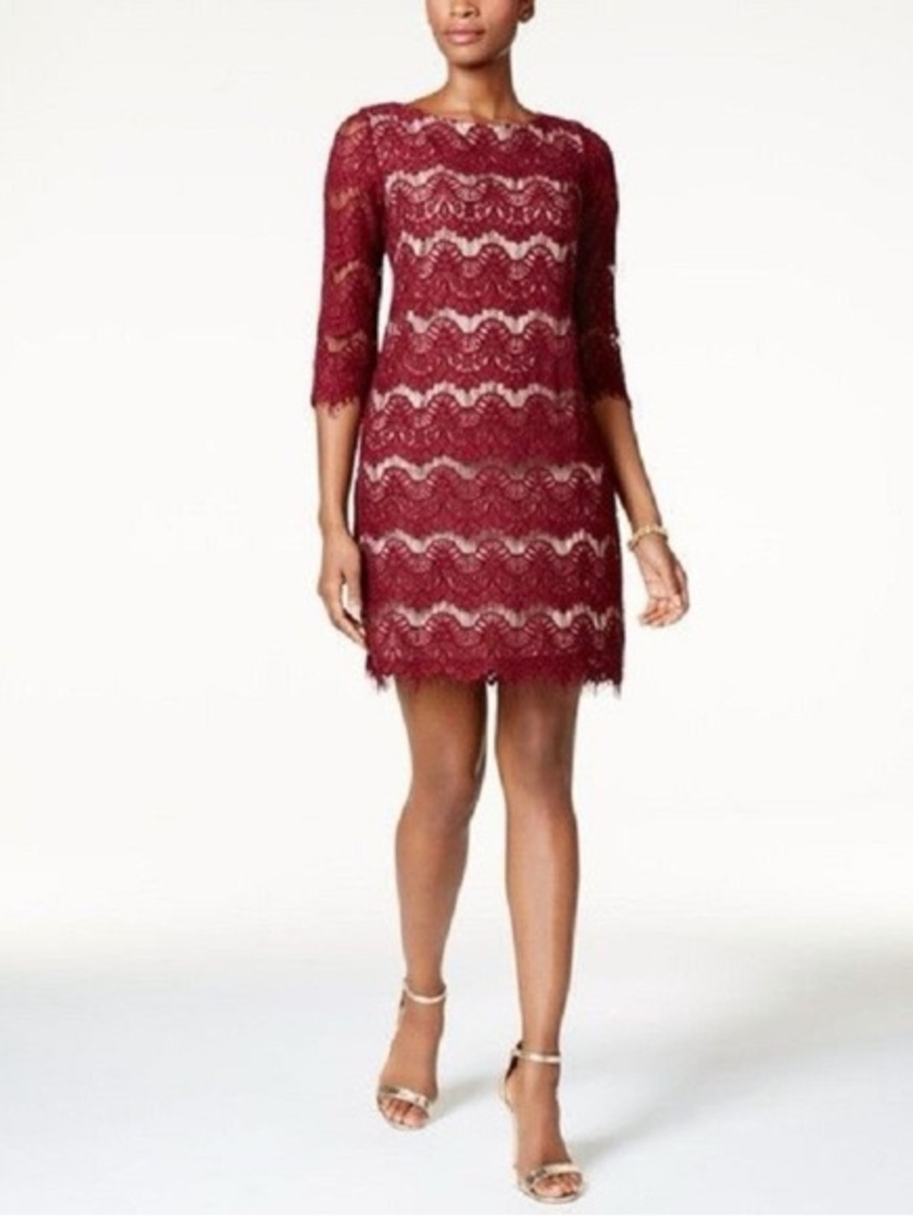 Jessica Howard Burgundy Lace Mini Dress (6)